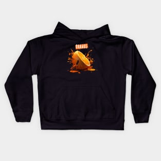 Smashed Orange: A Burst of Empty Rhetoric on a Dark Background Kids Hoodie